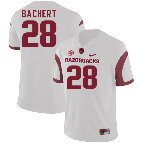 Men #28 Jezreel Bachert Arkansas Razorbacks College Football Jerseys Stitched-White